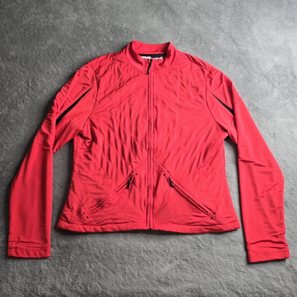 Jamie Sadock Jacket Womens Medium Red Full Zip Pockets Long Sleeve Golf